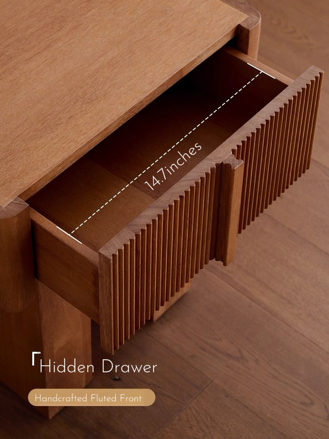 Solid Wood Nightstand with Fluted Drawer Fronts