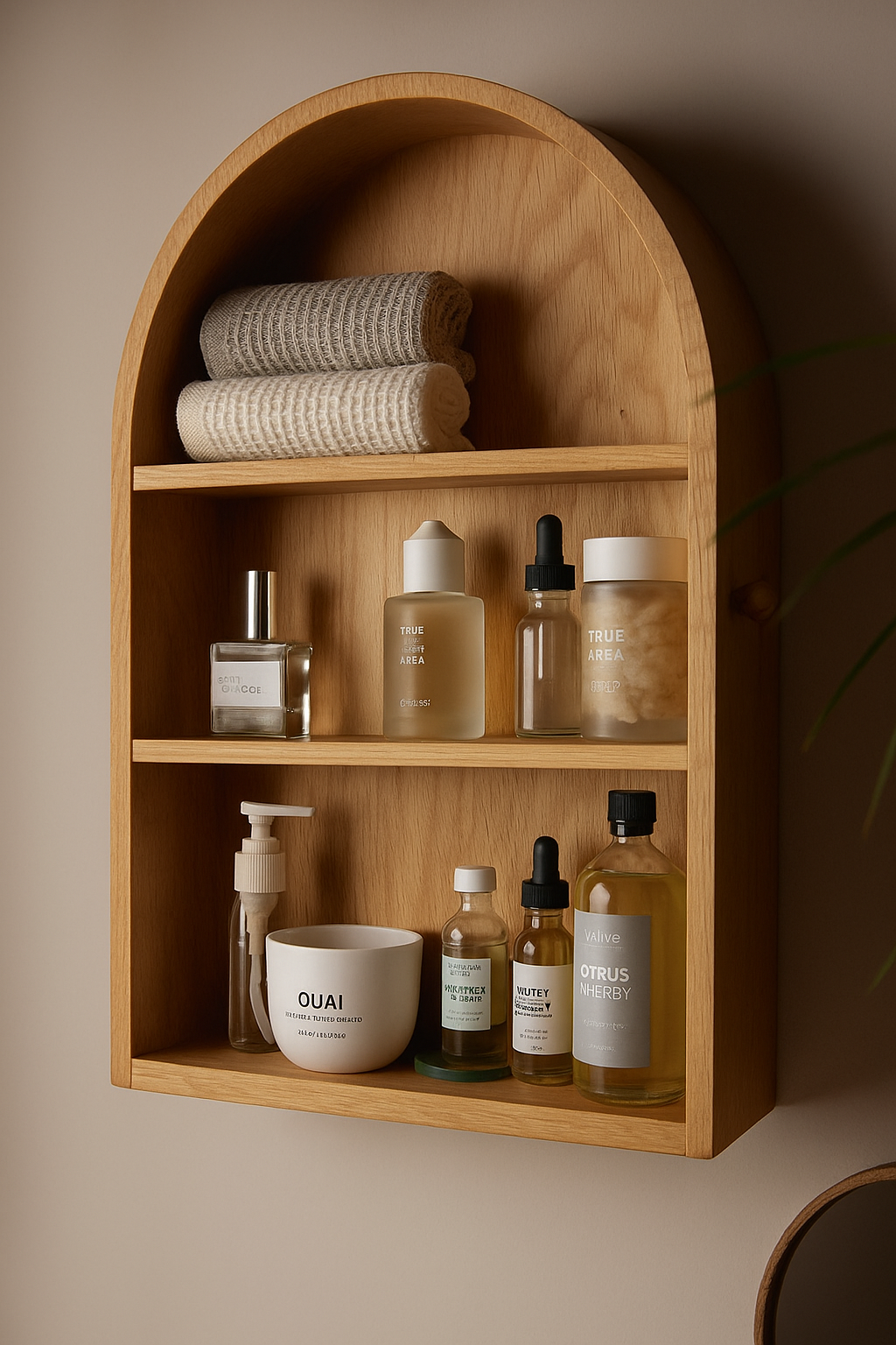 Arched Wooden Wall Shelf – Modern Minimalist Display Bookshelf