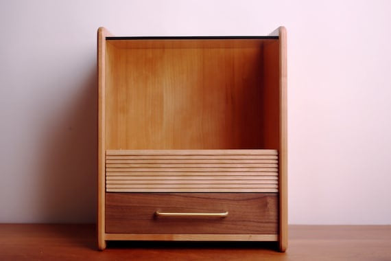 Modern Wood Makeup Organizer – 3-Layer Vanity Storage Box with Drawer