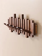 Modern Wooden Wall Hook Rack – Space-Saving Folding Coat Rack with Hidden Hooks – Stylish Walnut Wood Floating Wall Organizer