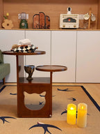 Multi-Level Wooden Side Table with Built-In Cat House – Stylish and Functional Pet-Friendly Furniture