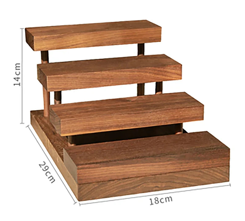 Multi-Tier Wooden Jewelry Display Stand with Modern Minimalist Design