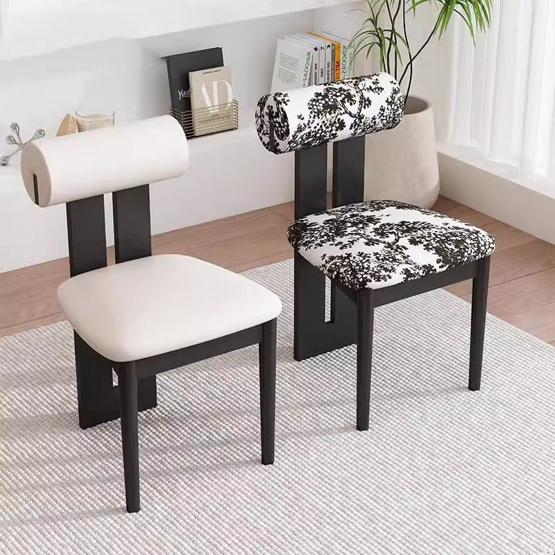 Modern Curved Back Plush Upholstery with Wood Base Chair