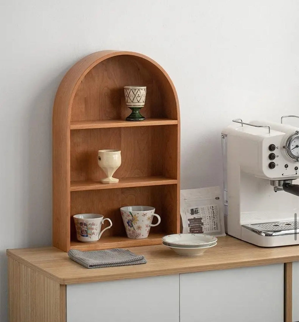 Arched Wooden Wall Shelf – Modern Minimalist Display Bookshelf