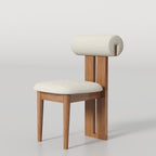 Modern Curved Back Plush Upholstery with Wood Base Chair