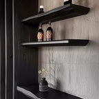 Charcoaled Live Edge Floating Wood Shelf – Rustic Natural Solid Wood Wall Shelf