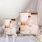 Floral Wedding Metal Picture Frame – Elegant 4x6 & 5x7 Sizes