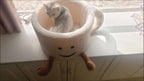 Cozy Cat Cup Bed – Cute Coffee Mug Cat House with Plush Comfort
