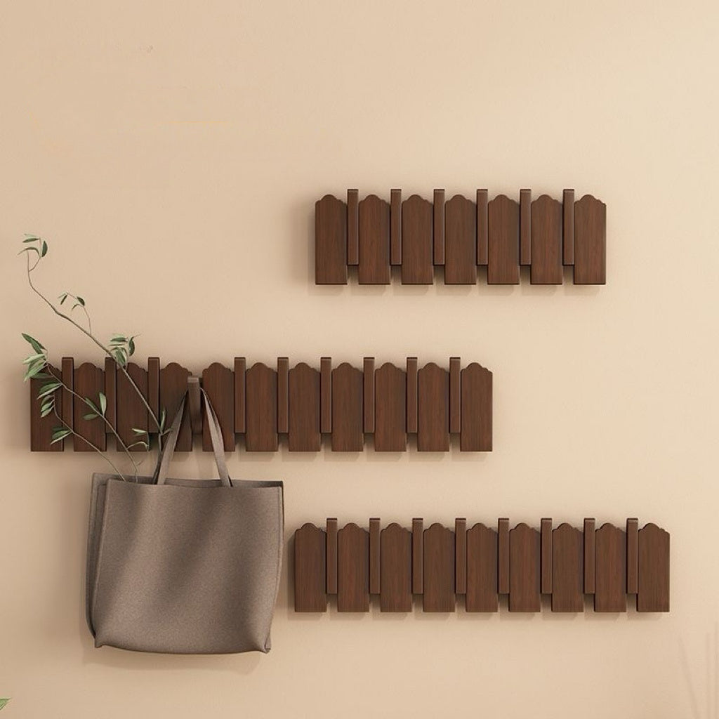 Modern Folding Wooden Wall Hook Rack (3–10 Hooks)