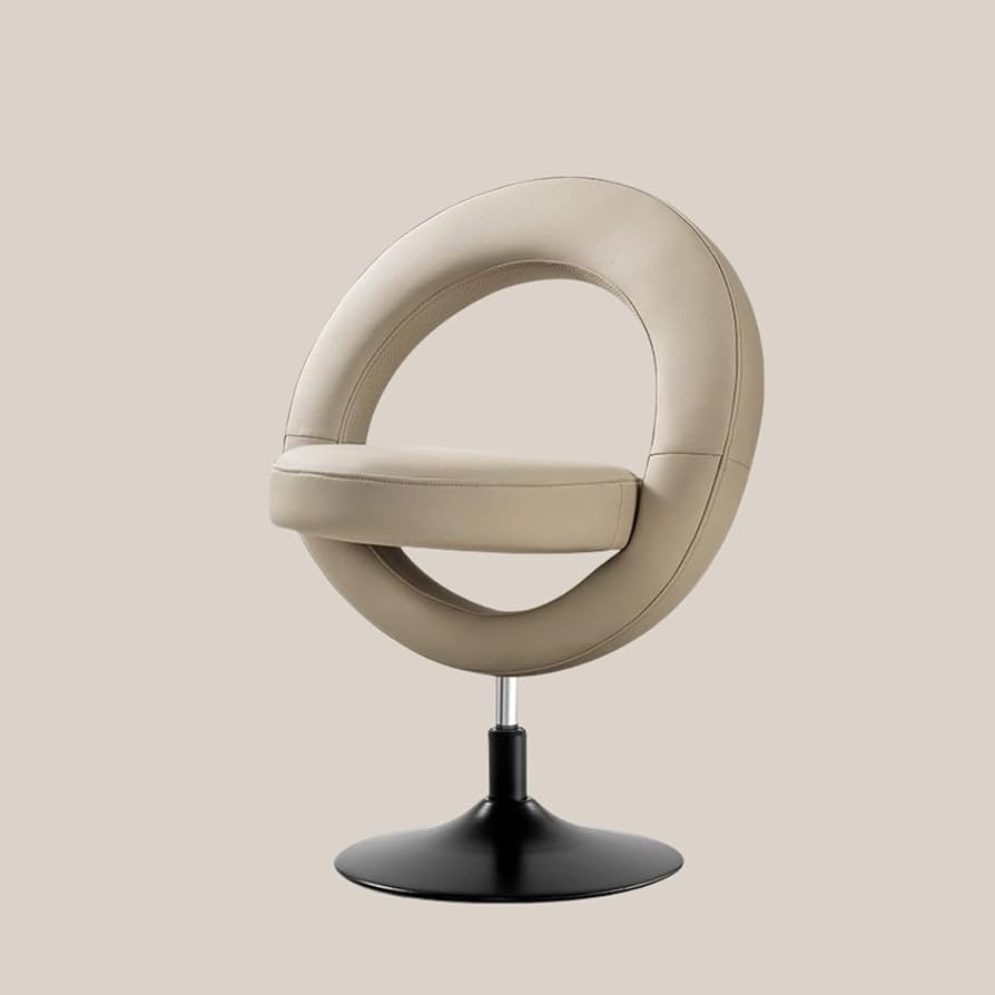 Modern Boucle Swivel Vanity Chair – Donut Accent Chair with 360° Rotation