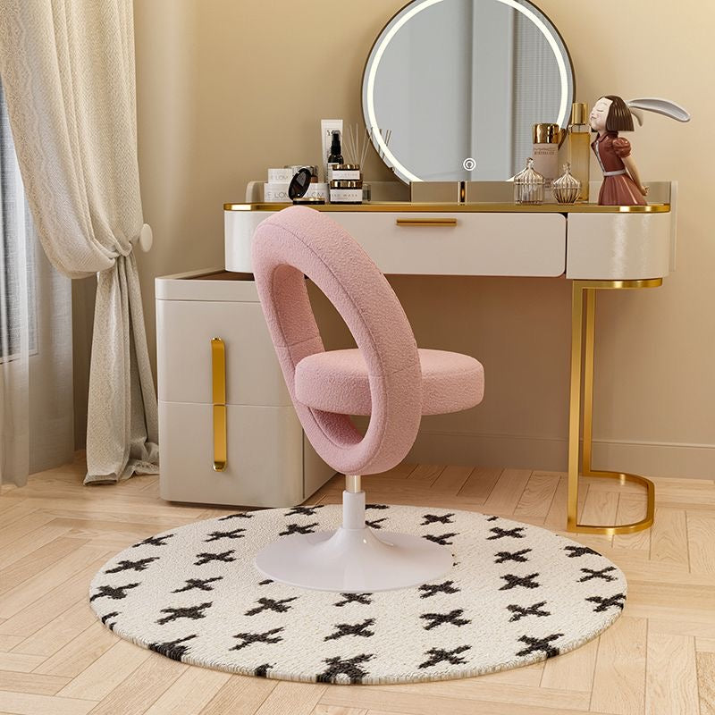 Modern Boucle Swivel Vanity Chair – Donut Accent Chair with 360° Rotation