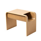 C-Shaped Convertible Wood Side Table With Storage