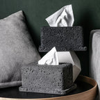 Modern Lava Stone Tissue Box Cover - Unique Volcanic Rock Design for Stylish Home Decor