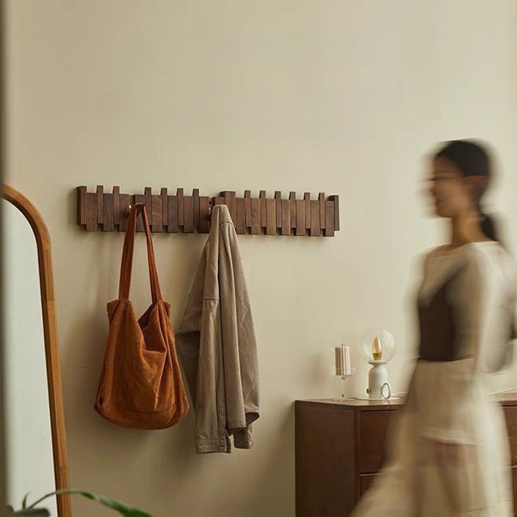Modern Wooden Wall Hook Rack – Foldable, Space-Saving Coat Rack for Entryway, Bathroom, and Bedroom