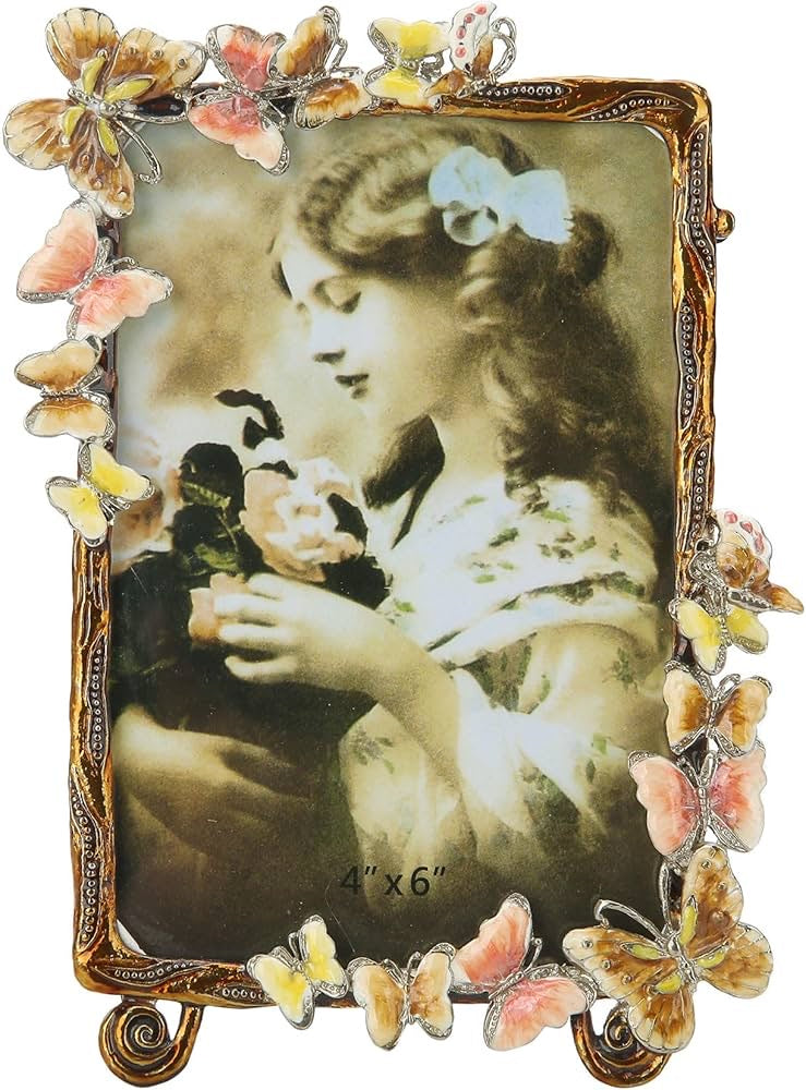 Vintage Butterfly Enamel Picture Frame – 4x6 5x7