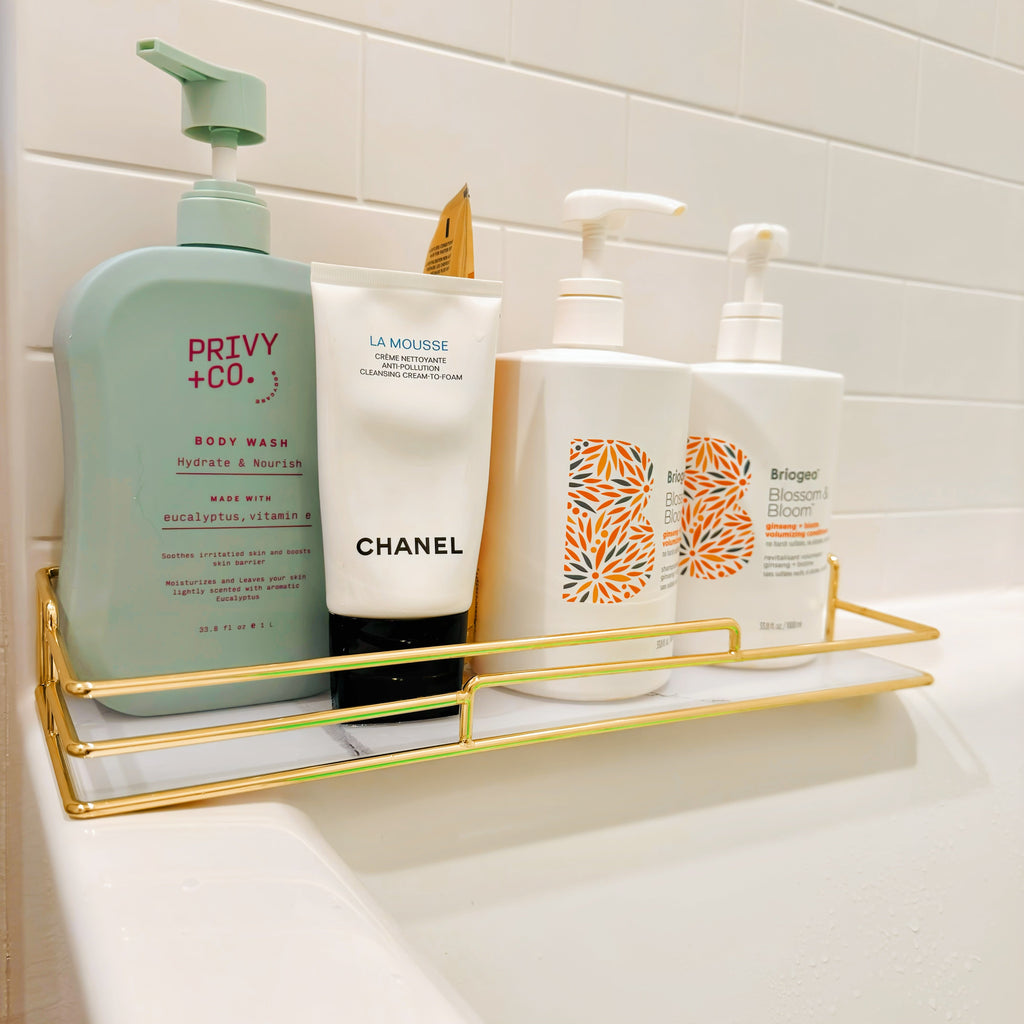 Elegant Gold Bathroom Tray – Modern Organizer for Toiletries