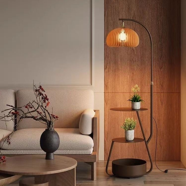 Modern Multi-Functional Floor Lamp with Shelves