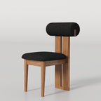 Modern Curved Back Plush Upholstery with Wood Base Chair