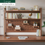 Adjustable Wooden Desktop Organizer Shelf with Pegboard – Multifunctional Bookshelf for Home Office