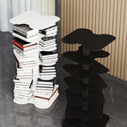 Metal Rotating Spine Bookshelf – Vertical Book Tower & Multipurpose Display Shelf for Small Spaces