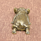 Retro Solid Brass Corgi Dog Statue Lovely Animal Figurines Ornaments Sculpture