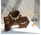 Wooden Jewelry Display Stand Set – Ring, Necklace, Earring Organizers for Retail & Home