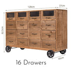Vintage Multi-Drawer Wooden Cabinet on Wheels