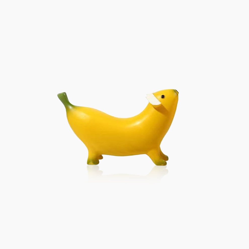 Banana Dog Resin Statue – Whimsical Dachshund Fruit Sculpture for Home, Garden, or Office Decor