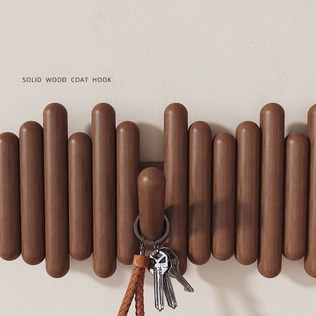 Solid Wood Coat Rack – Wall-Mounted Expandable Hanger