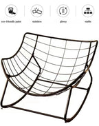 Oversized Outdoor Papasan Rocking Chair with Soft Cushion | Rattan Frame Lounge Chair for Patio & Living Room