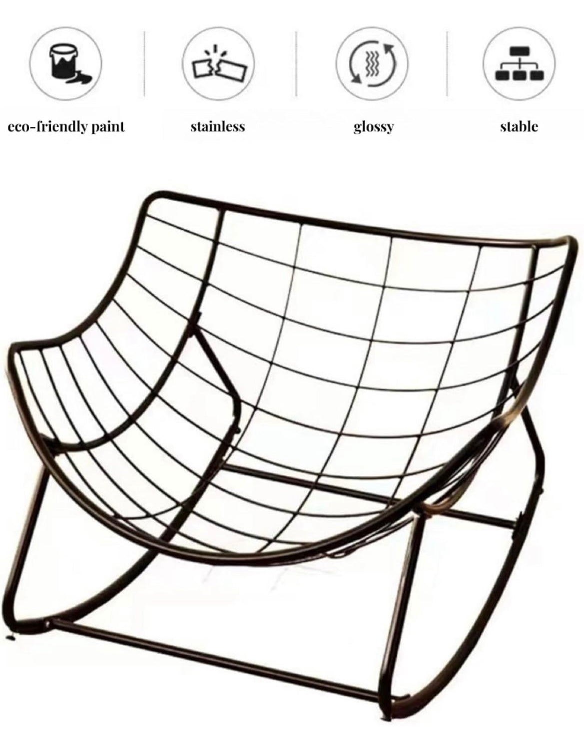 Oversized Outdoor Papasan Rocking Chair with Soft Cushion | Rattan Frame Lounge Chair for Patio & Living Room