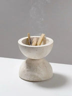 Minimalist Travertine Incense Bowl – Sculptural Stone Decor