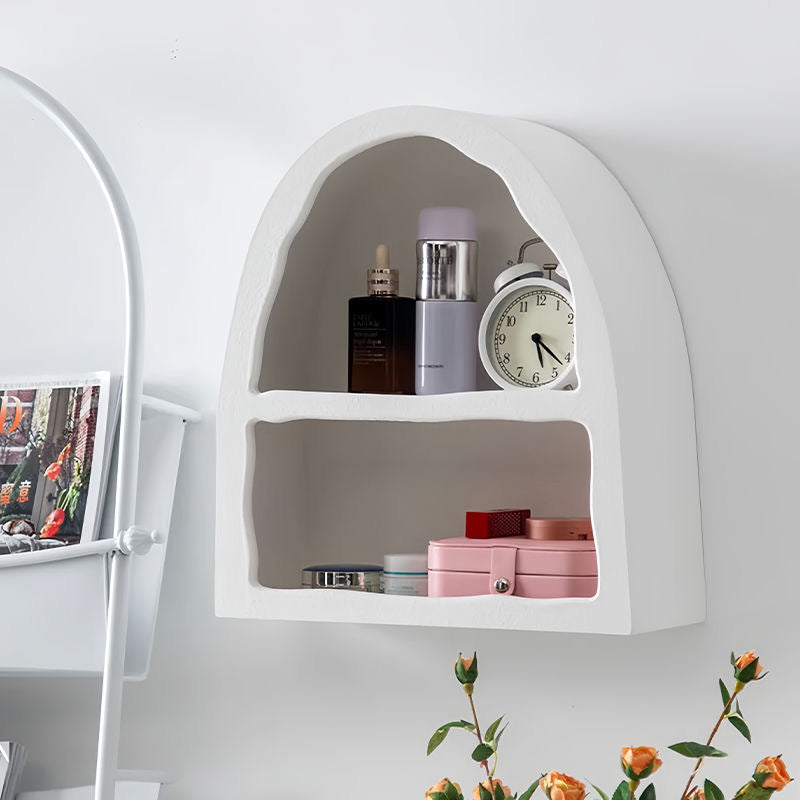 Dome Floating White Wall Mounted Shelves Textured Finished