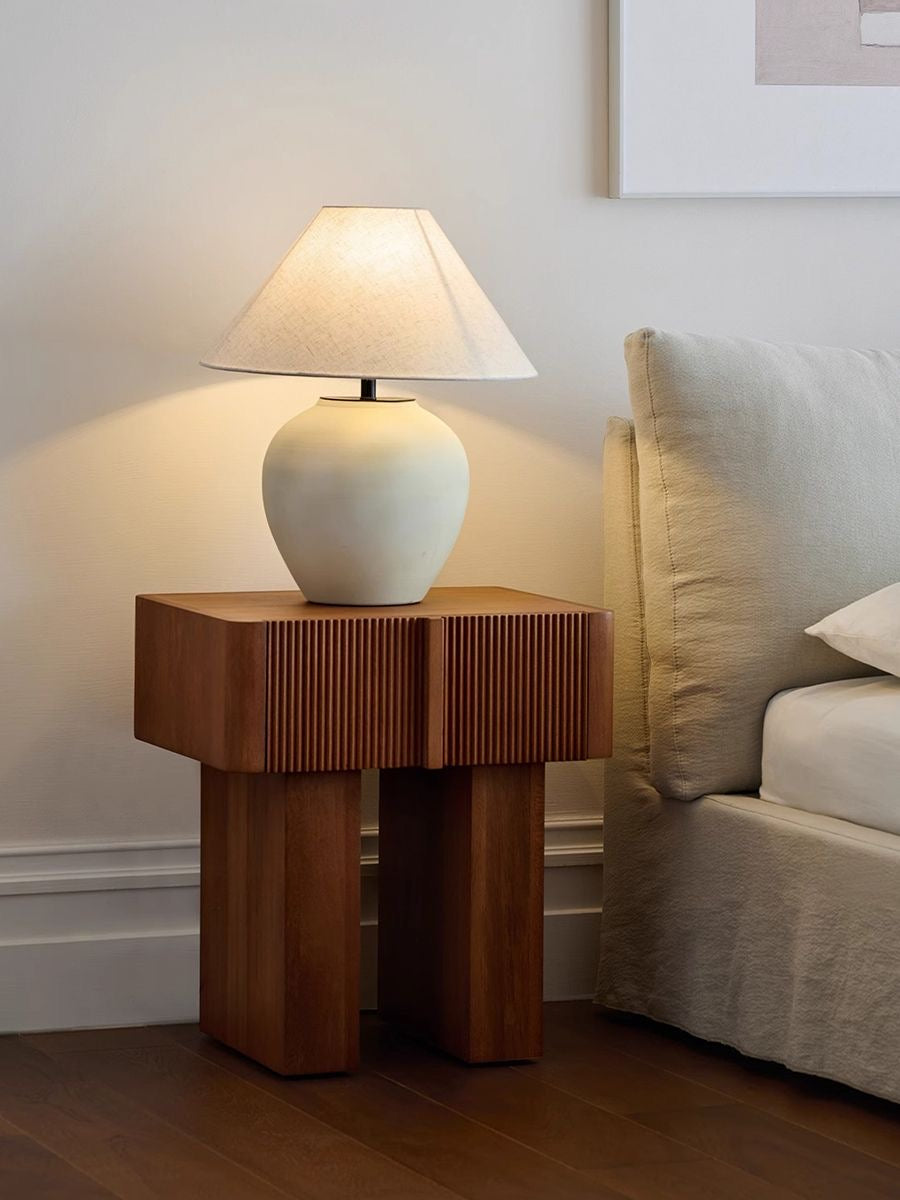 Solid Wood Nightstand with Fluted Drawer Fronts