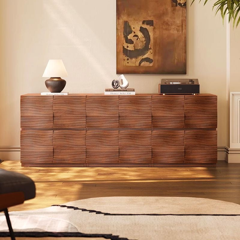 Modern Textured Wood Storage Cabinet