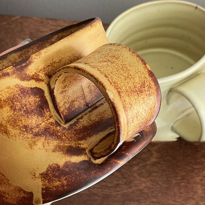 Rustic Handmade Ceramic Mug – Artisan Coffee Cup with Unique Handle Design