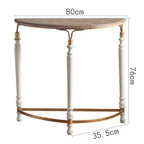 Rustic Wooden Half-Moon Round Corner Entryway Table with Iron Detailing