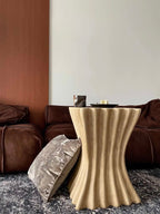 Sculptural Pedestal Side Table – Wavy Accent Table Stool for Modern Interiors