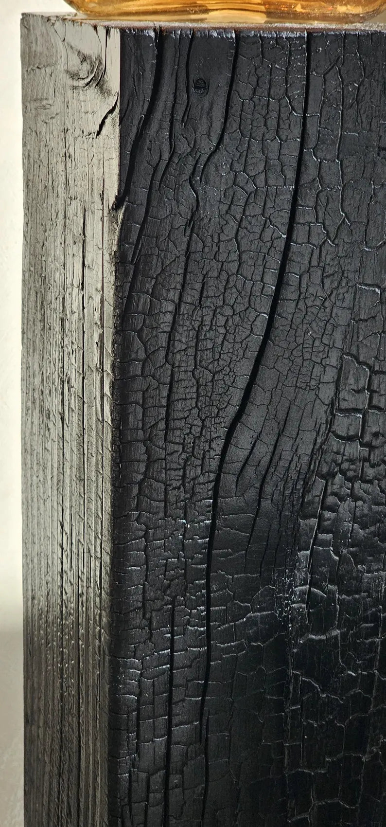 Charcoaled Pedestal Stand - Solid Wood - Display Base for Home Decor, Sculptures, or Plants