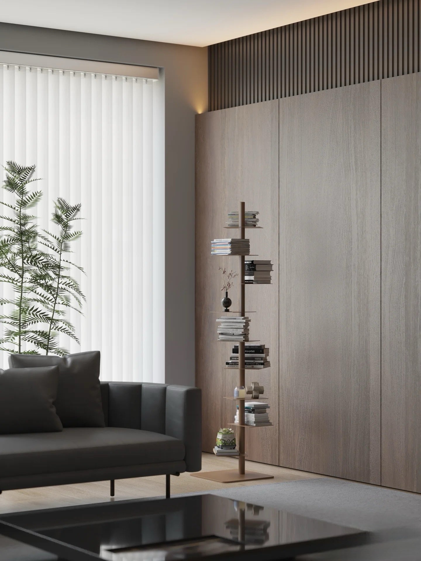 Modern Metal Vertical Shelf – Plant Stand, Bookshelf, Display Shelf Minimalist Metal Tree Book Tower