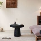 Charred Black Wood Side Table – Sculptural Solid Wood Accent Stool