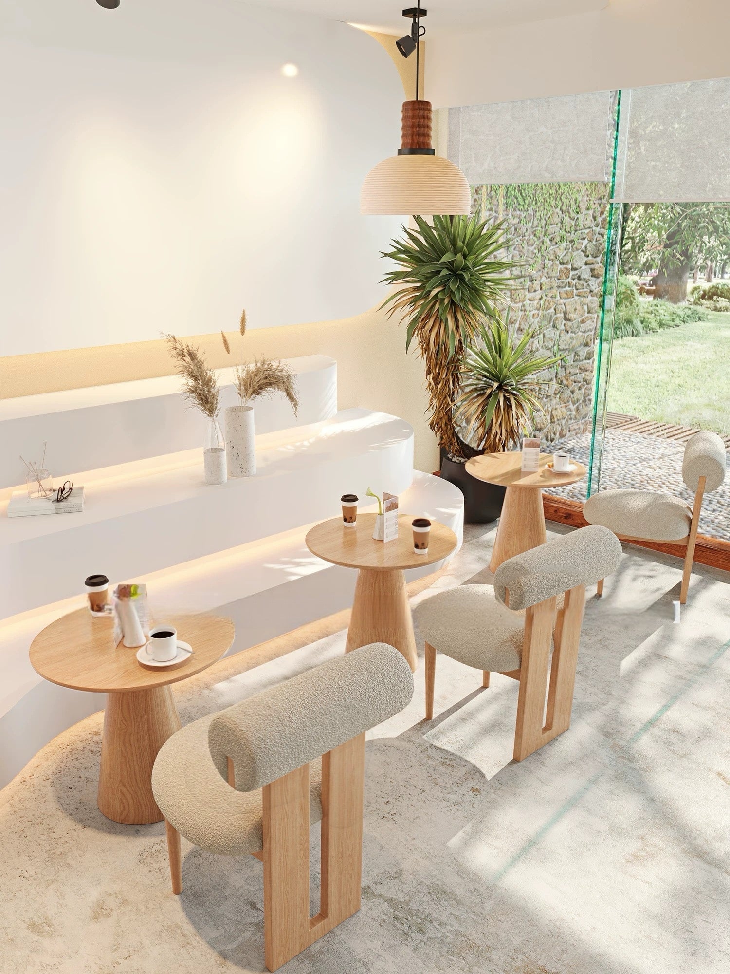 Modern Curved Back Plush Upholstery with Wood Base Chair