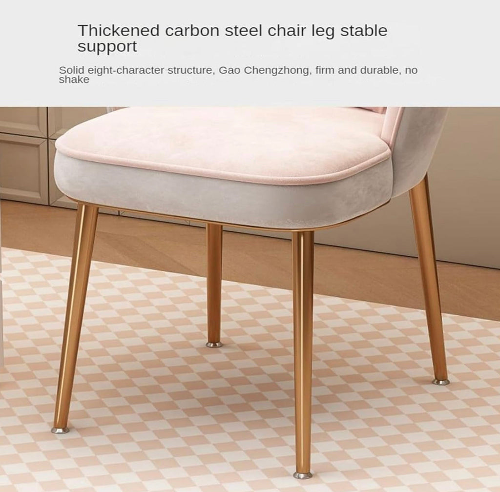 Floral Vanity Chair Soft Accent Chair Accent Chaise Chair for Living Room/Bed Room Shell Shape Vanity Chairs with Petal Metal Legs Stylish and Functional