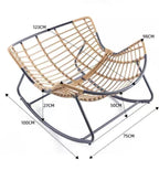 Oversized Outdoor Papasan Rocking Chair with Soft Cushion | Rattan Frame Lounge Chair for Patio & Living Room