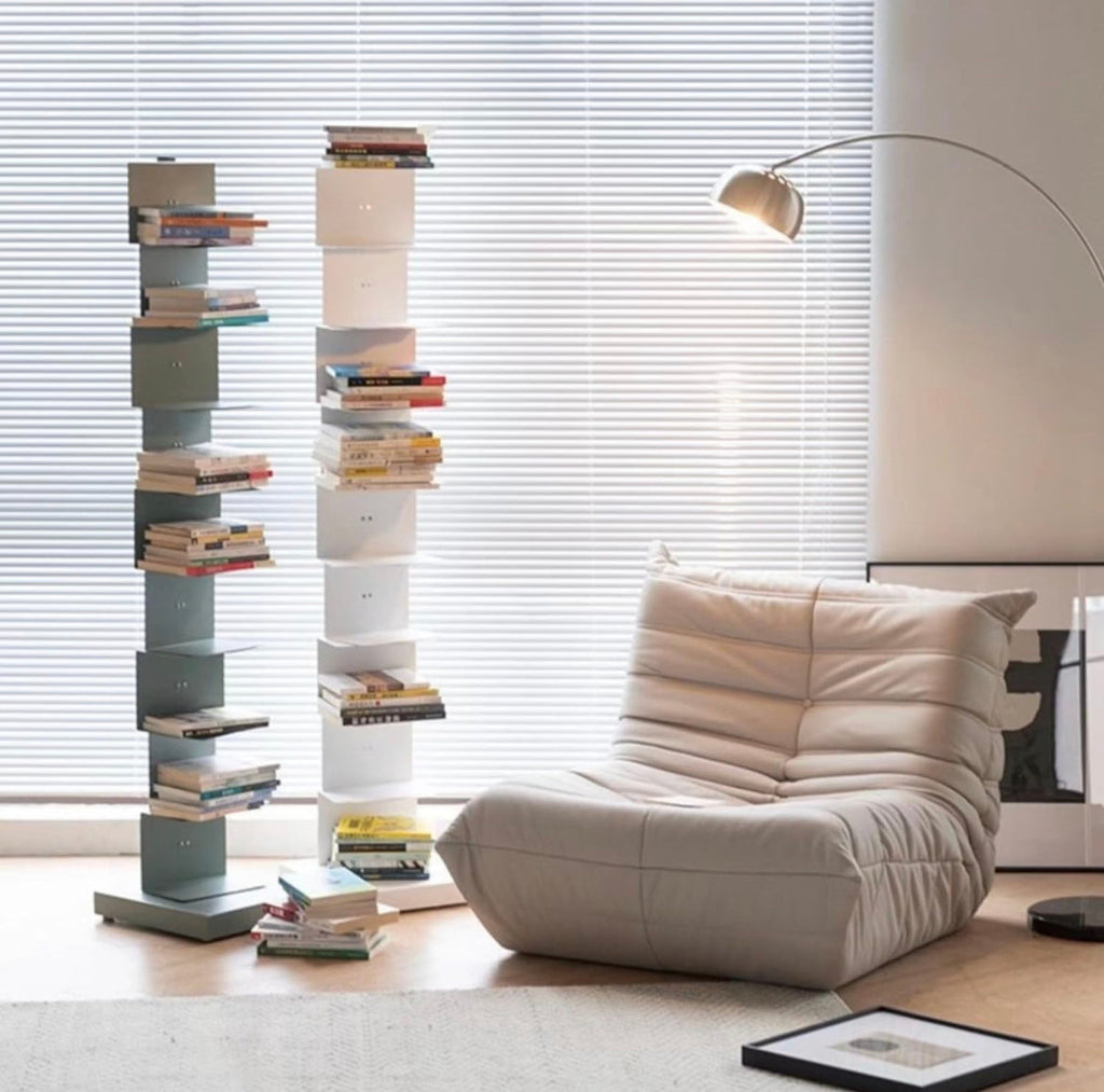 Modern Floating Metal Bookshelf - 5, 6, 8, and 9 Tier Vertical Storage | Space-Saving Metal Bookcase for Home & Office