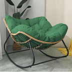 Outdoor Papasan Rattan Rocking Chair with Soft Cushion