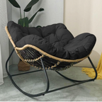 Outdoor Papasan Rattan Rocking Chair with Soft Cushion
