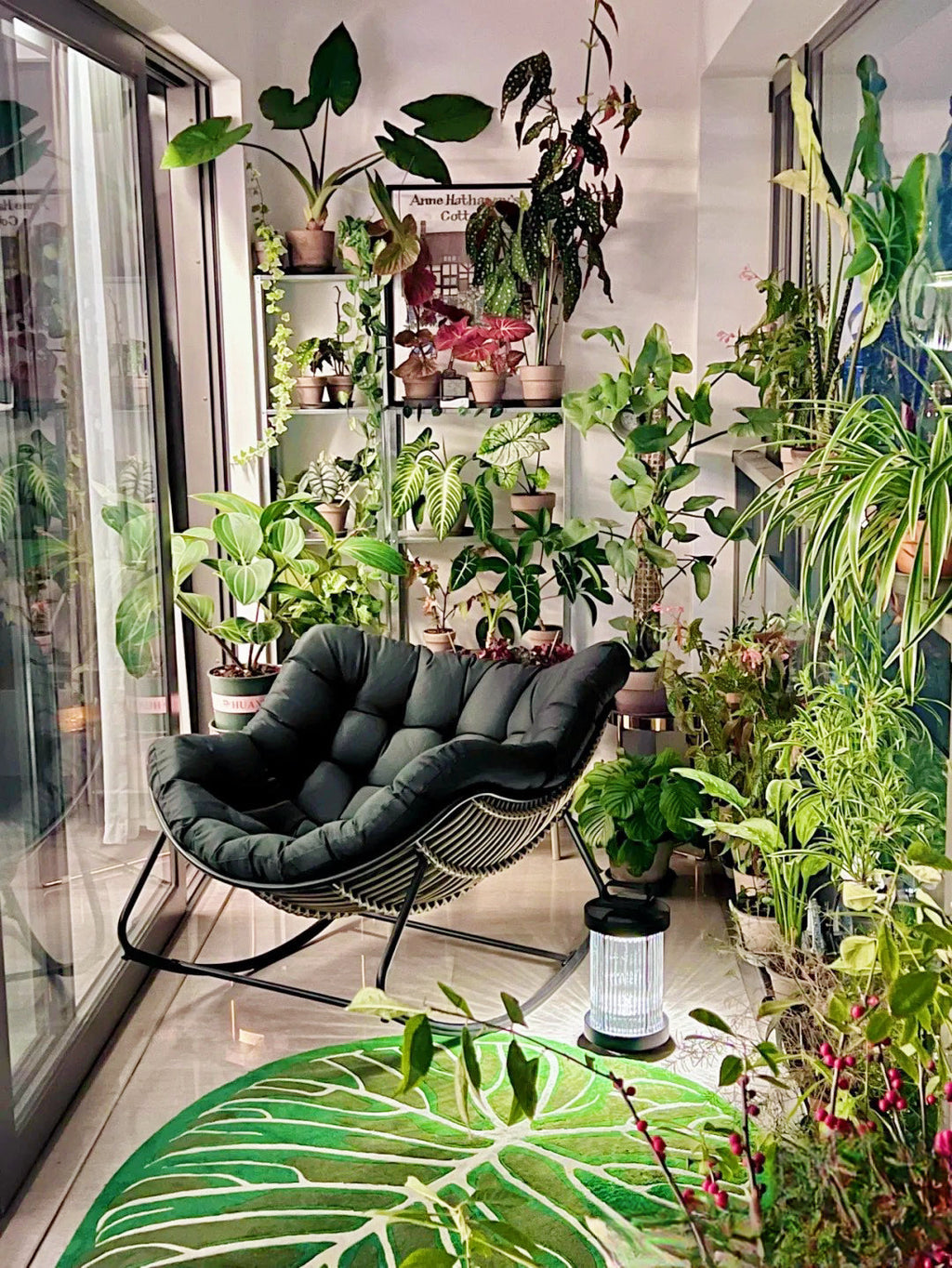 Oversized Outdoor Papasan Rocking Chair with Soft Cushion | Rattan Frame Lounge Chair for Patio & Living Room