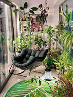 Oversized Outdoor Papasan Rocking Chair with Soft Cushion | Rattan Frame Lounge Chair for Patio & Living Room