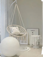 Bohemian Macrame Hammock Chair with Cushion - Indoor/Outdoor Hanging Rope Swing with Hardware Kit & Strap